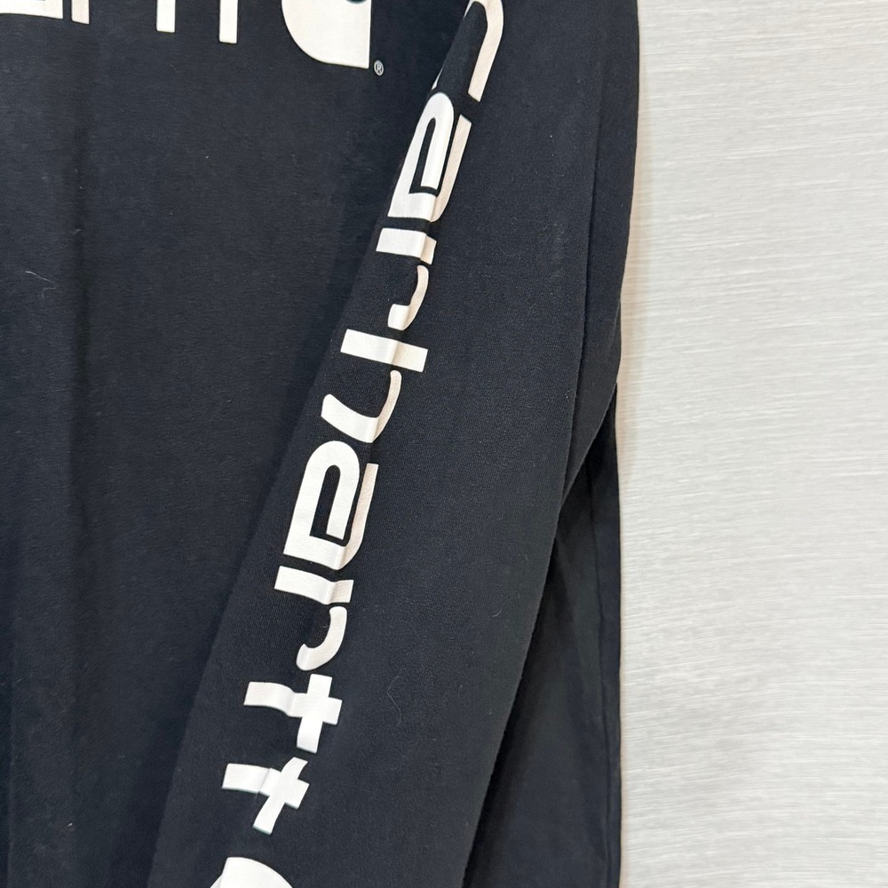 Carhartt Kids XL Black Long Sleeve Hooded Logo Graphic T-Shirt TK6438-B - Picture 3 of 6